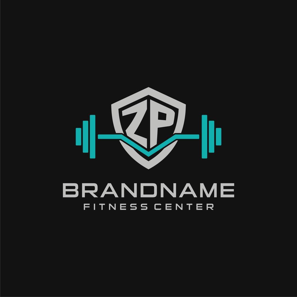 Créatif lettre zp logo conception pour Gym ou aptitude avec Facile bouclier et haltère conception style vecteur