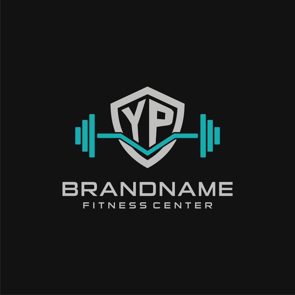 Créatif lettre oui logo conception pour Gym ou aptitude avec Facile bouclier et haltère conception style vecteur