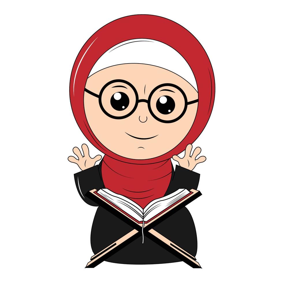 mignonne fille hijab dessin animé illustration vecteur