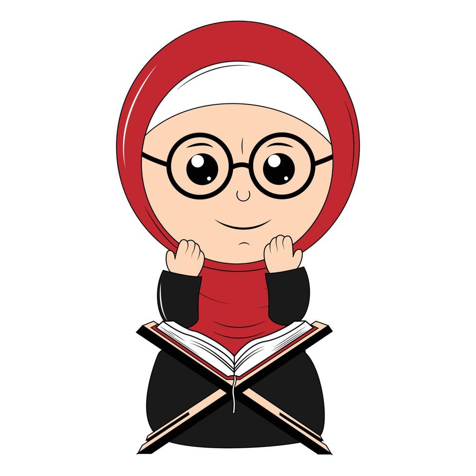 mignonne fille hijab dessin animé illustration vecteur