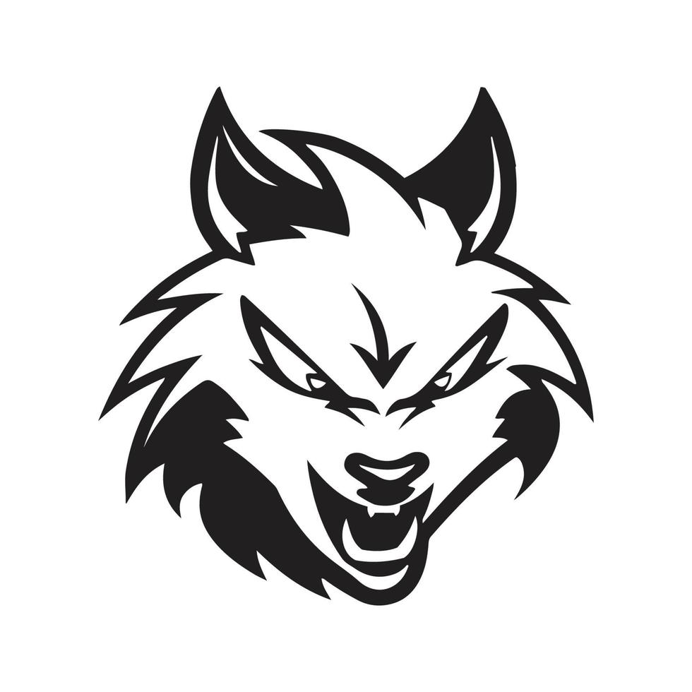 en colère Loup mascotte logo ,main tiré illustration. adapté pour logo, fond d'écran, bannière, arrière-plan, carte, livre illustration, T-shirt conception, autocollant, couverture, etc vecteur