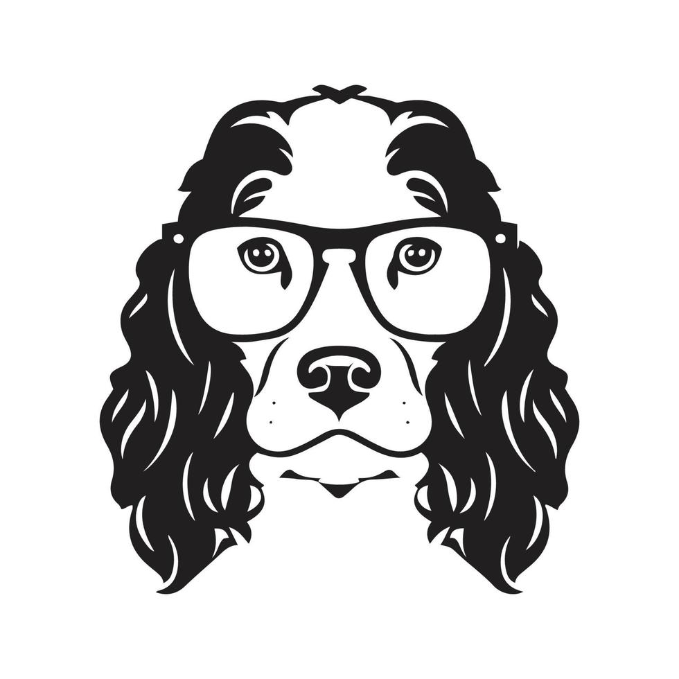 cocker épagneul chien avec lunettes, vecteur concept numérique art ,main tiré illustration