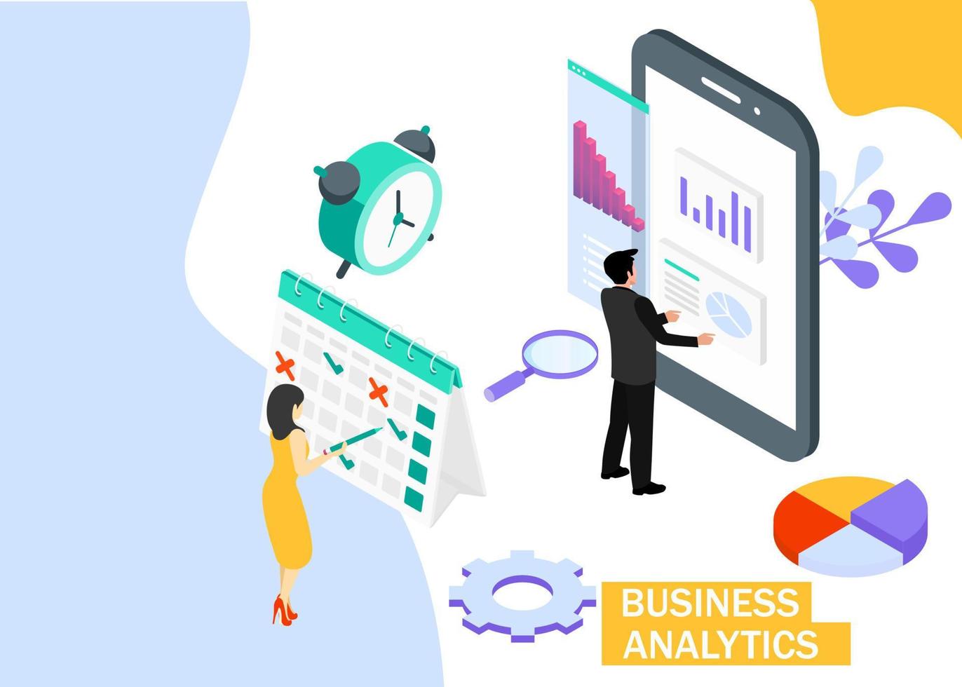 affaires analytique concept. affaires la finance et industrie. isométrique projection. vecteur illustration. eps dix