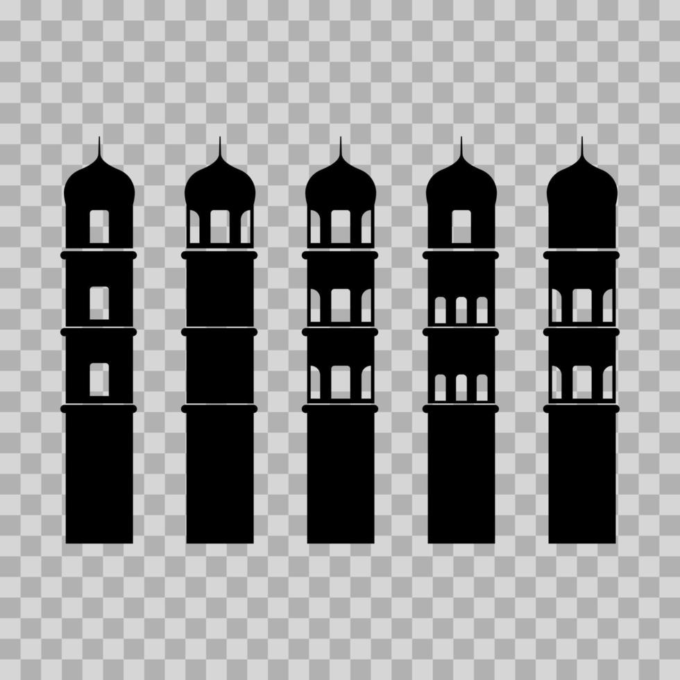 ensemble silhouette illustration de mosquée minarets. Additionnel à le conception de de le Ramadan Karim, eid al-fitr et eid al-adha. vecteur