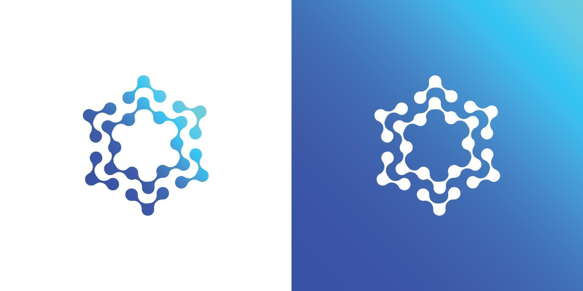 polygone La technologie logo conception modèle sur blanc et bleu Contexte vecteur