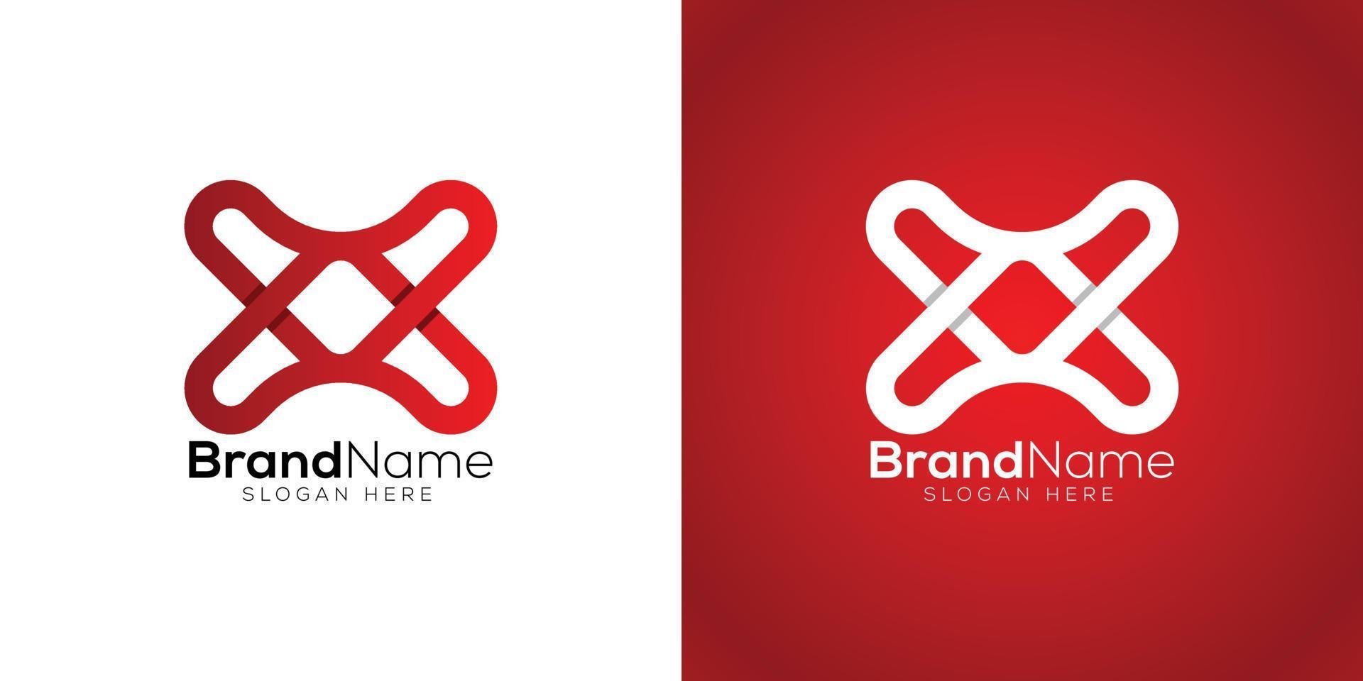 lettre X 3d logo conception modèle sur blanc et rouge Contexte vecteur