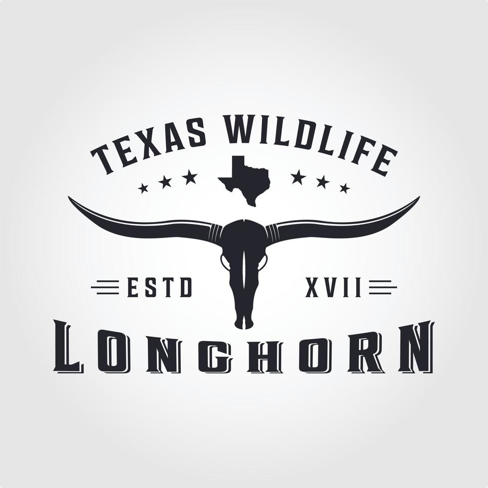 logo texas longhorn, conception de logo rétro vintage de bovins de taureau country western vecteur