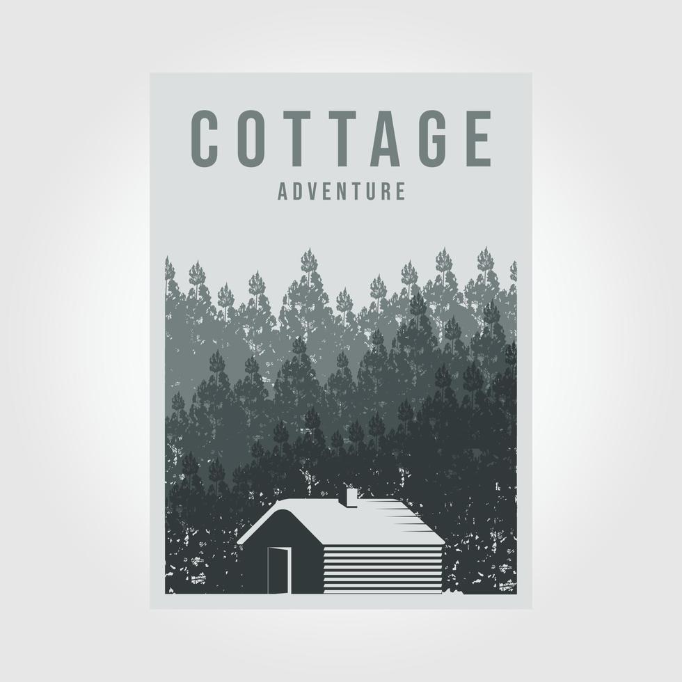 cabine camp sur le forêt affiche vecteur illustration conception