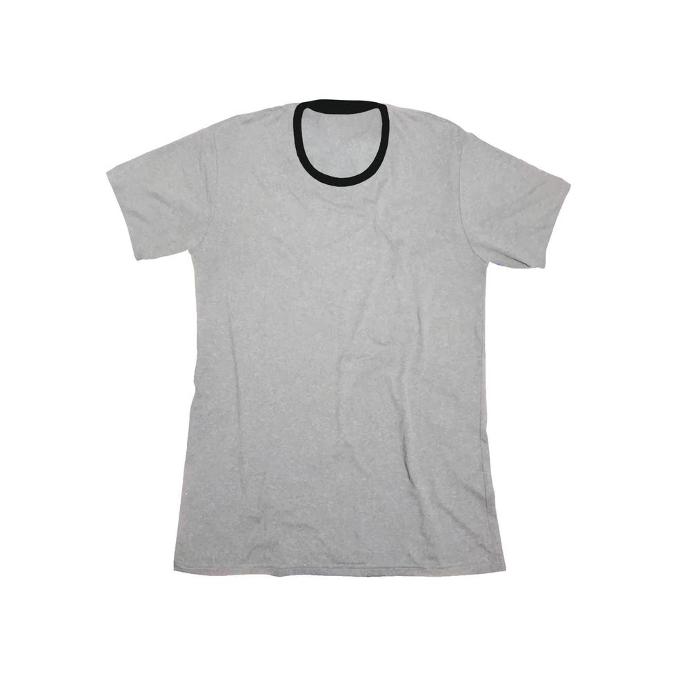 une plaine gris t chemise maquette avec une noir bague autour le cou vecteur