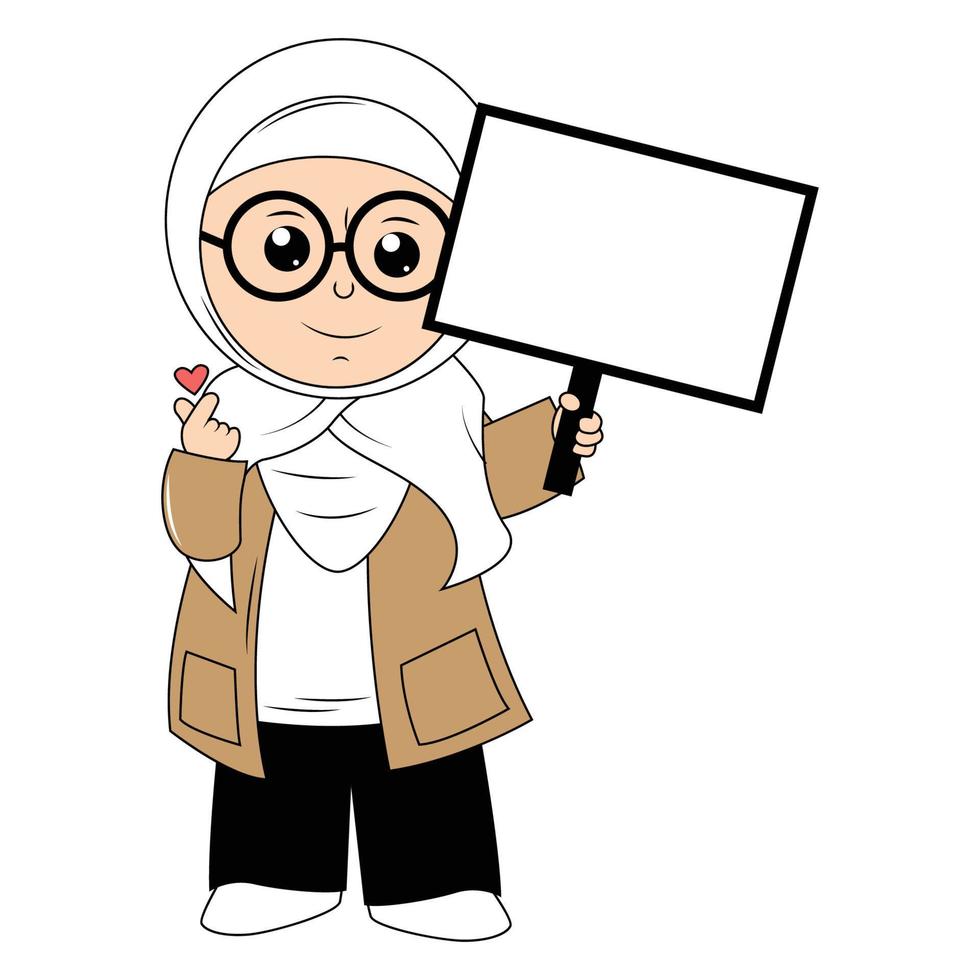 mignonne fille hijab dessin animé illustration vecteur