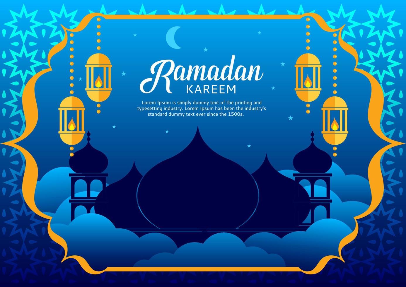 Ramadan kareem salutation carte avec une mosquée et étoiles Taille a4 vecteur