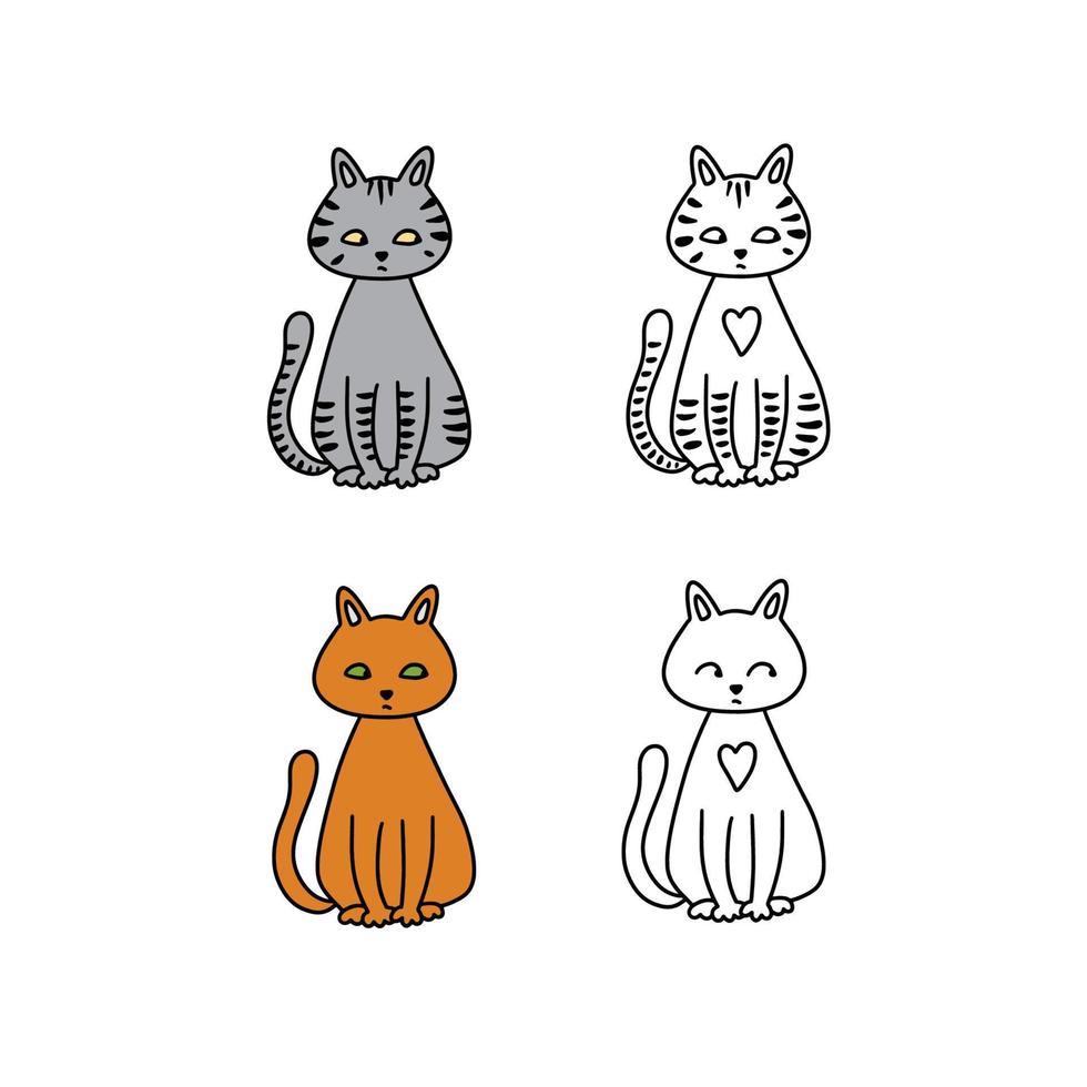 marrant animaux domestiques sur une blanc Contexte. différent dessin animé chats ensemble. Facile moderne géométrique plat style vecteur illustration. pour décoration de enfants pièces, textile, fond d'écran, cartes postales, etc.