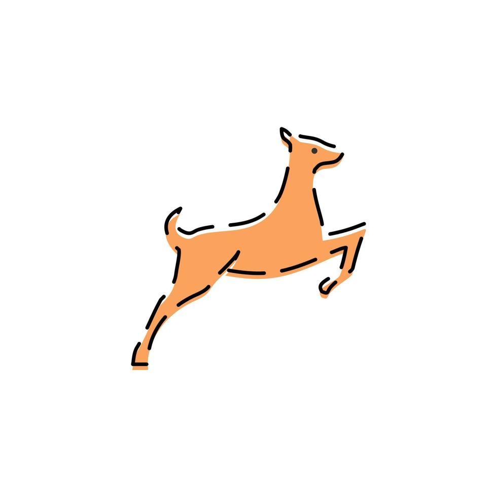 dessin animé femelle d'or cerf gazelle sauter mignonne illustration avec contour vecteur