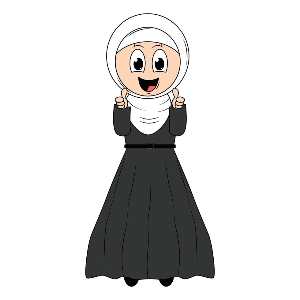 mignonne fille hijab dessin animé illustration vecteur