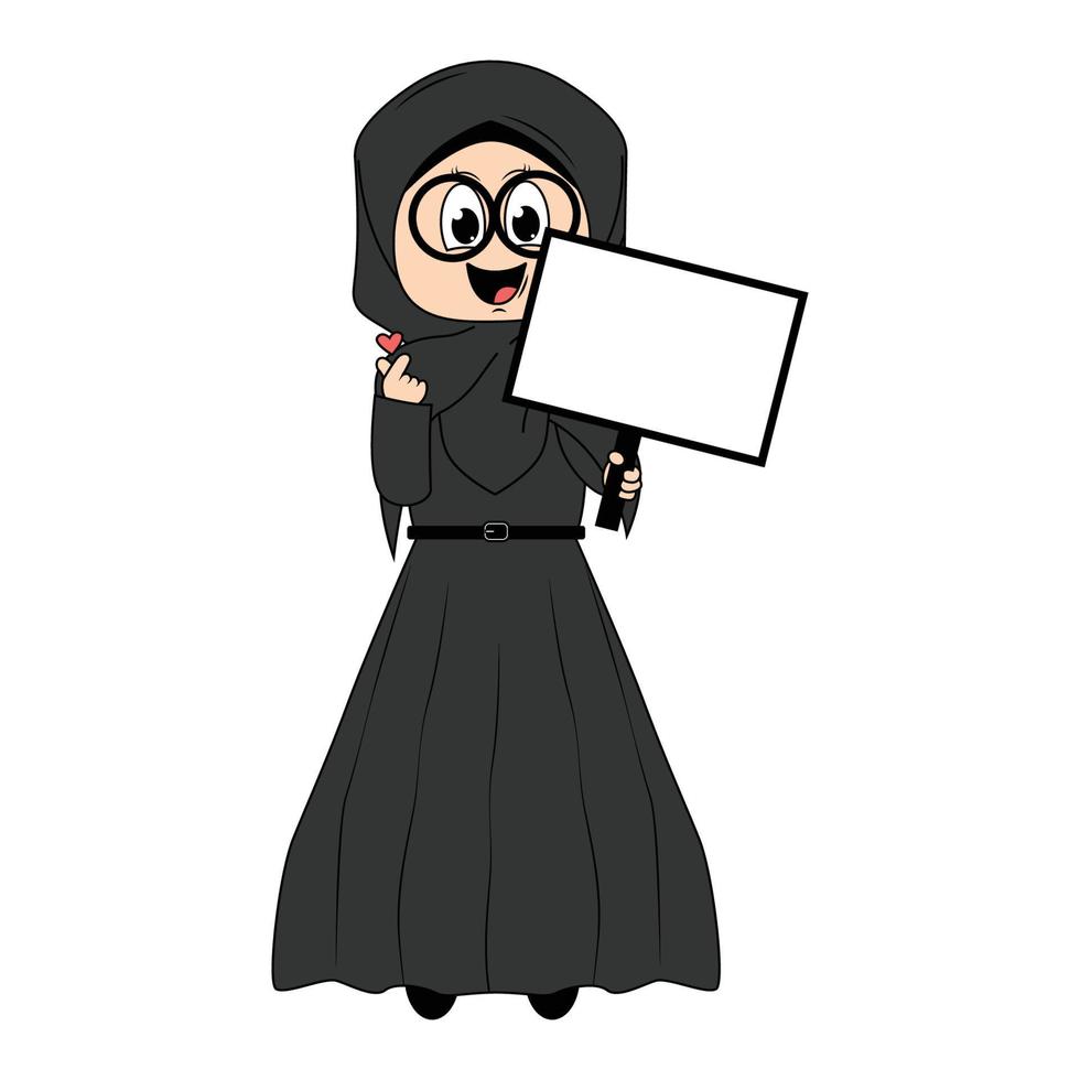 mignonne fille hijab dessin animé illustration vecteur