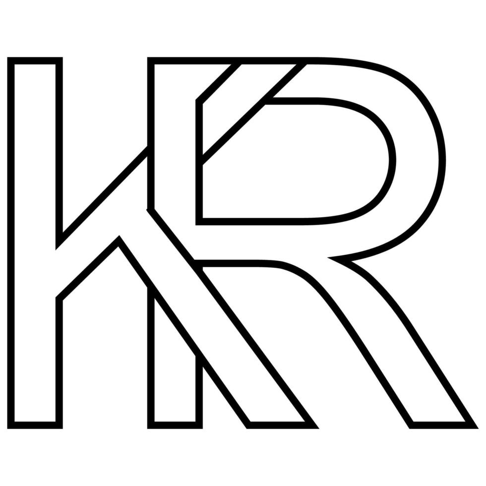 logo signe kr rk, icône double des lettres logotype r k vecteur