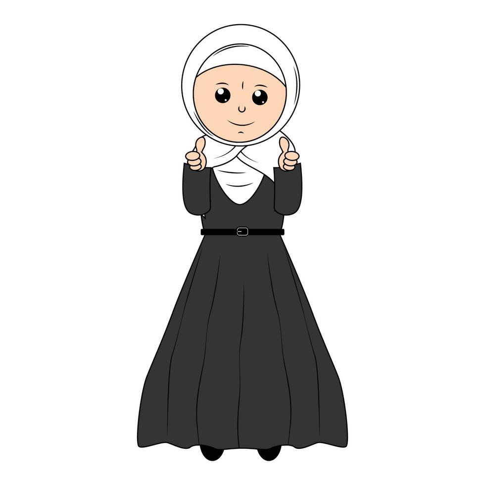 mignonne fille hijab dessin animé illustration vecteur