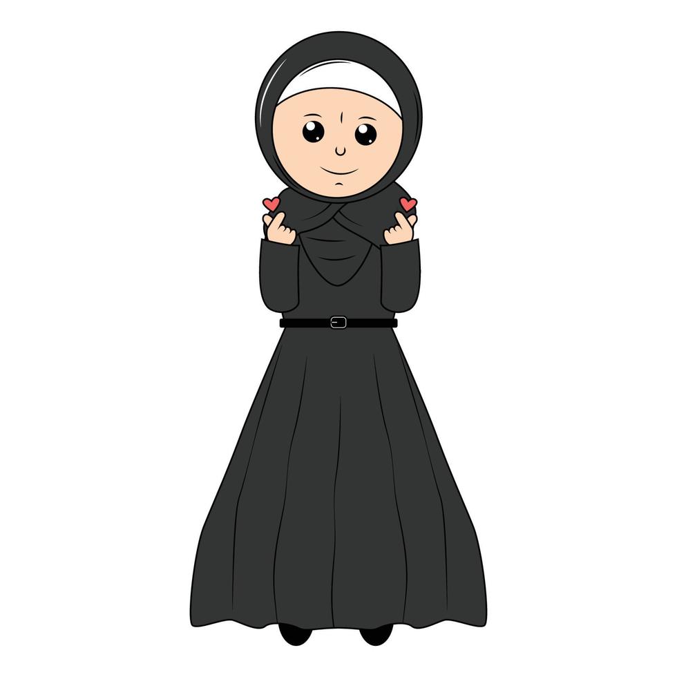 mignonne fille hijab dessin animé illustration vecteur