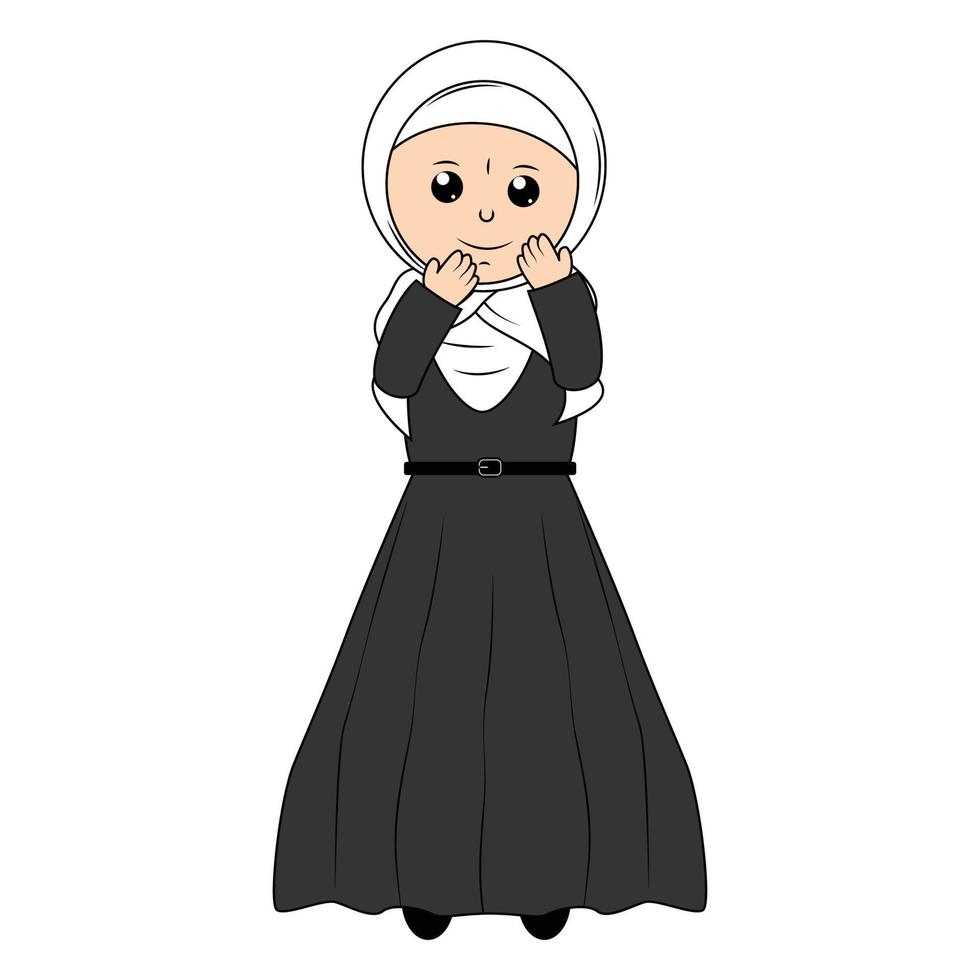 mignonne fille hijab dessin animé illustration vecteur