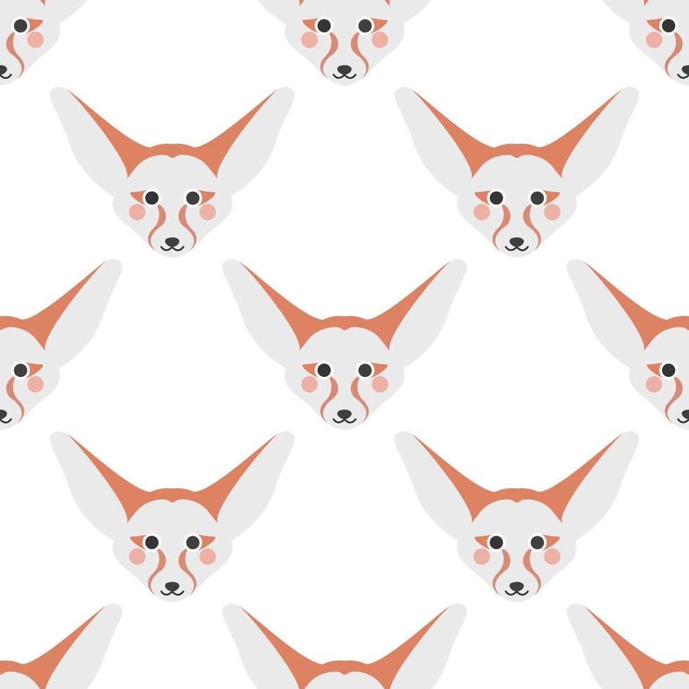 modèle sans couture de vecteur avec mignon renard fennec visages rouges sur fond blanc. impression enfantine pour crèche dans un style scandinave