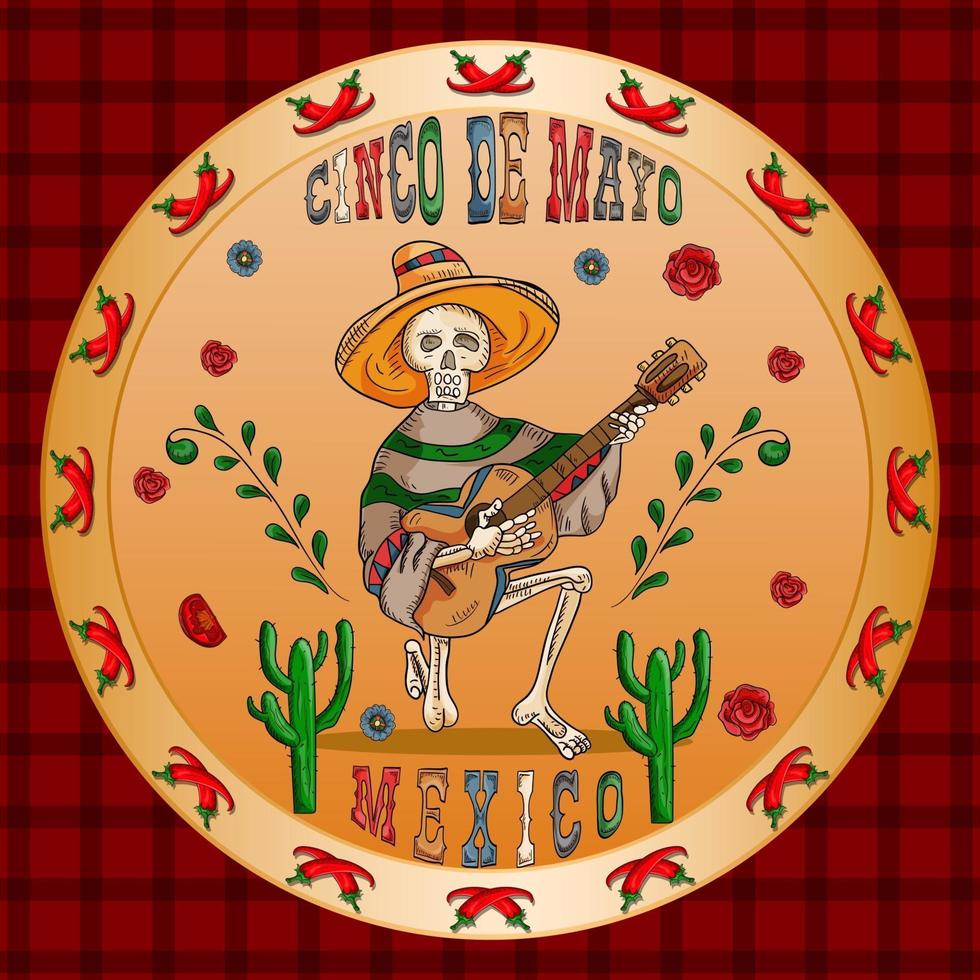 conception d & # 39; illustration sur le thème mexicain de la célébration du cinco de mayo vecteur