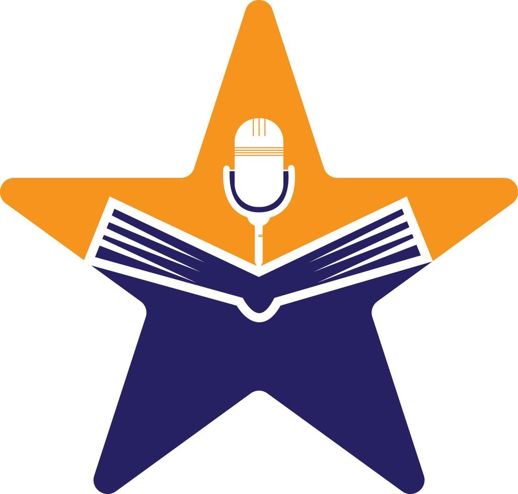 création de logo vectoriel de livre de podcast. concept de logo de podcast d'éducation.