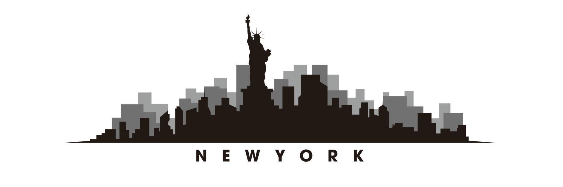 Nouveau york horizon et Repères silhouette vecteur