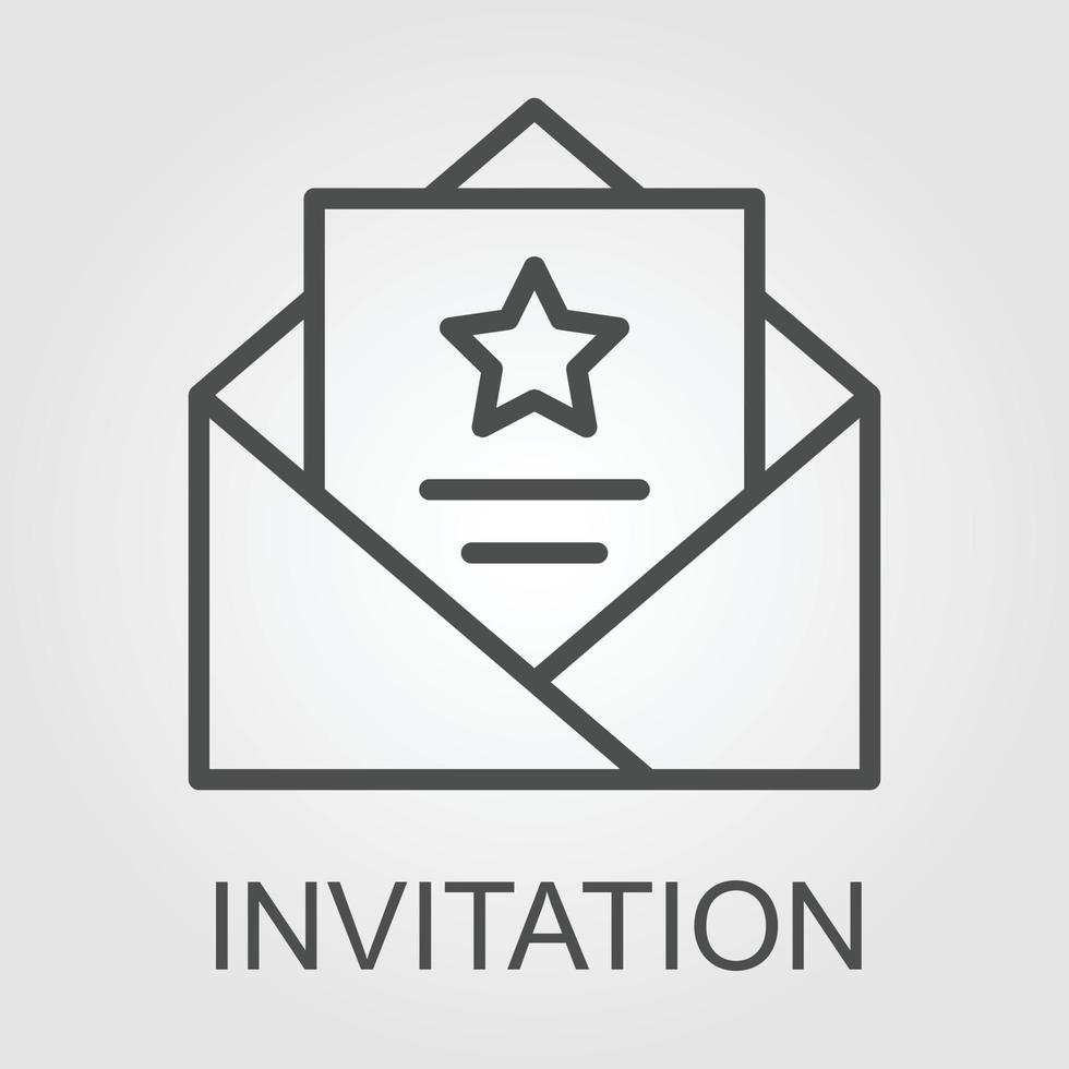 VIP invitation ligne icône. linéaire style signe pour mobile concept et la toile conception. enveloppe avec VIP carte contour vecteur icône. symbole, logo illustration. vecteur graphique