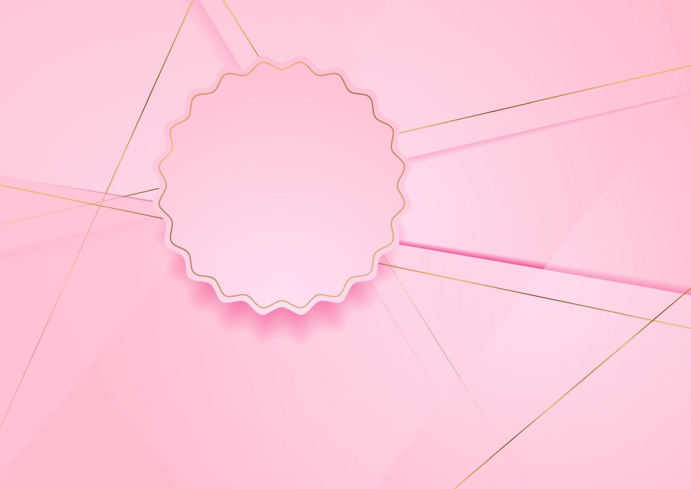 rose polygonal Contexte avec incurvé cercle et d'or lignes vecteur