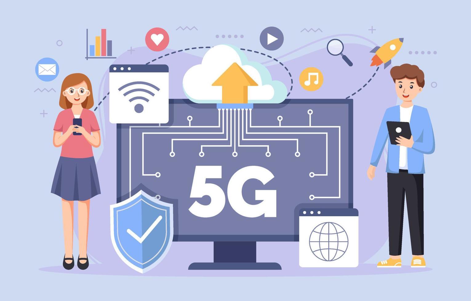 5g sans fil réseau La technologie Contexte vecteur. vecteur