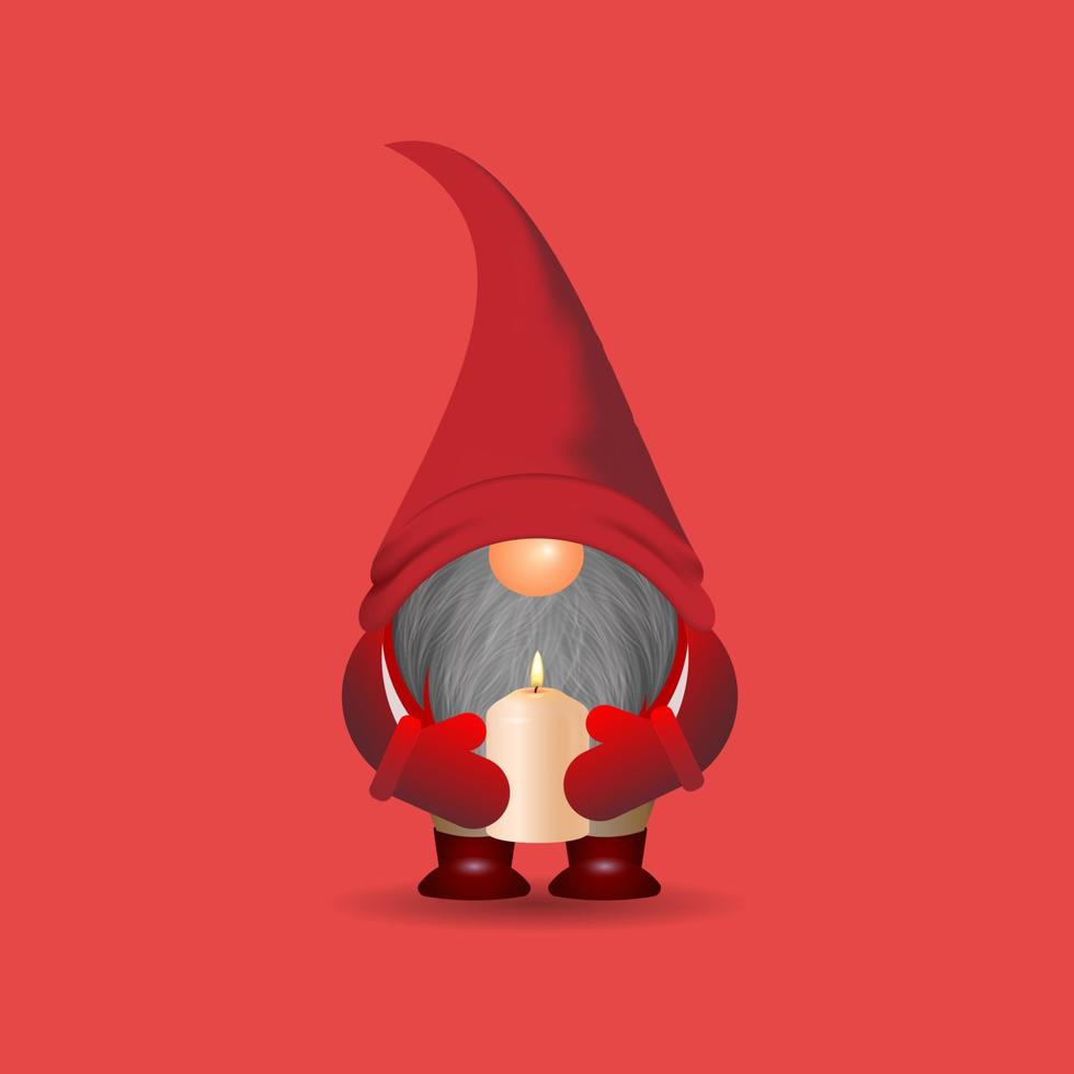 illustration de Noël gnome tenir une bougie vecteur