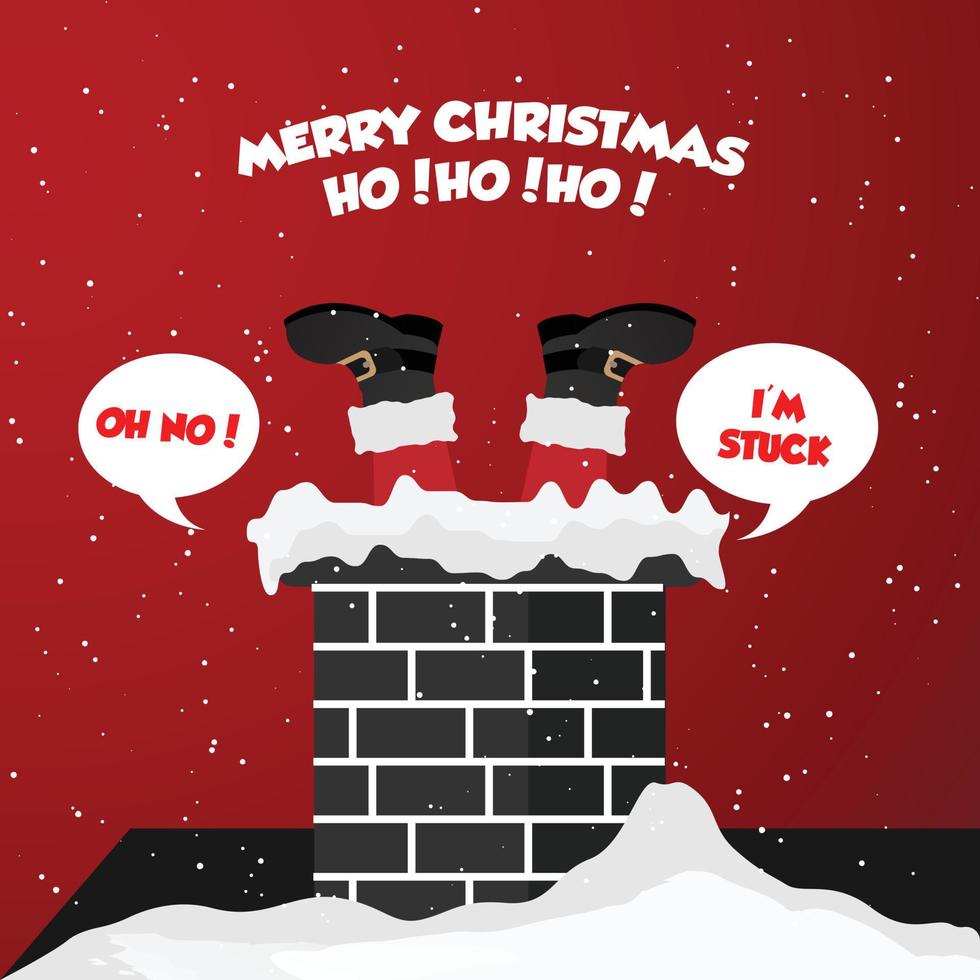 Père Noël claus Aller vers le bas le cheminée vecteur