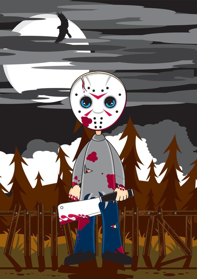 dessin animé effrayant le hockey masque slasher tueur - effrayant Halloween monstre illustration vecteur