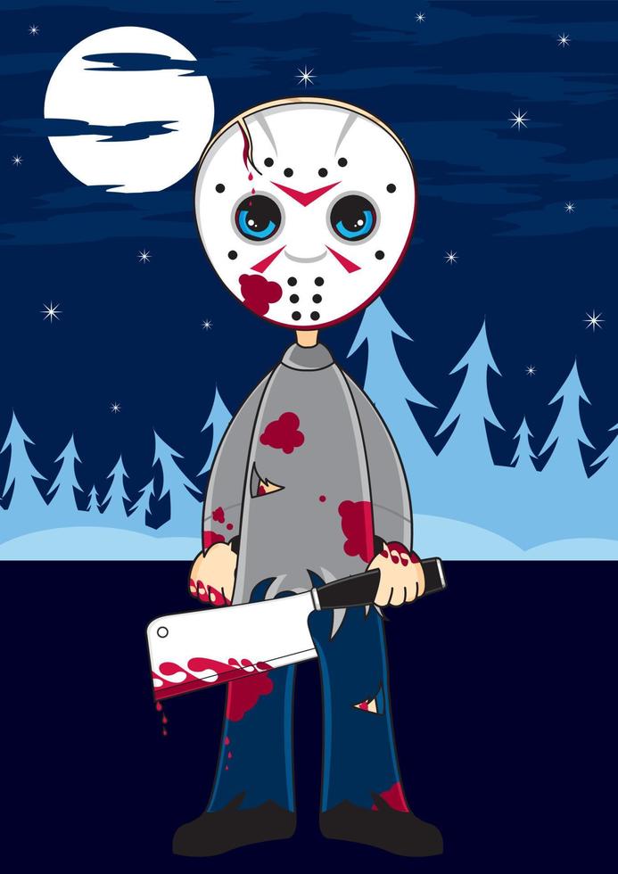 dessin animé effrayant le hockey masque slasher tueur - effrayant Halloween monstre illustration vecteur