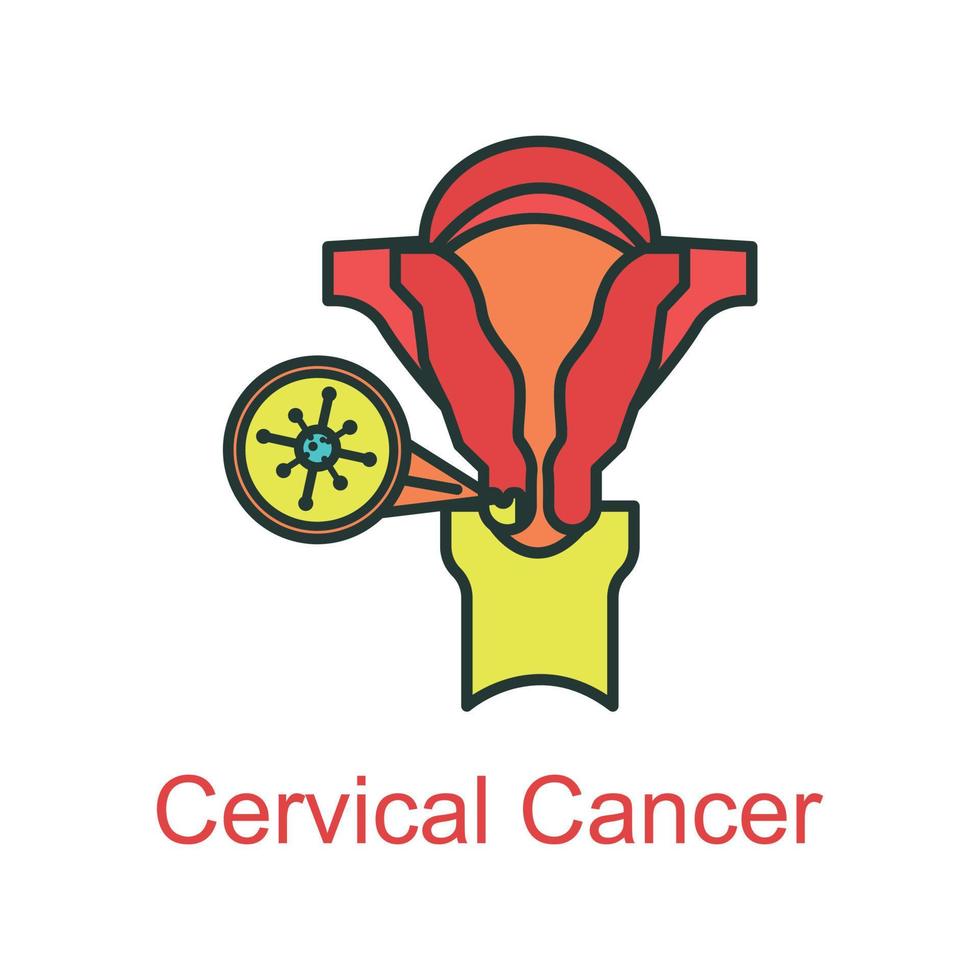 cervical cancer icône plat Couleur vecteur