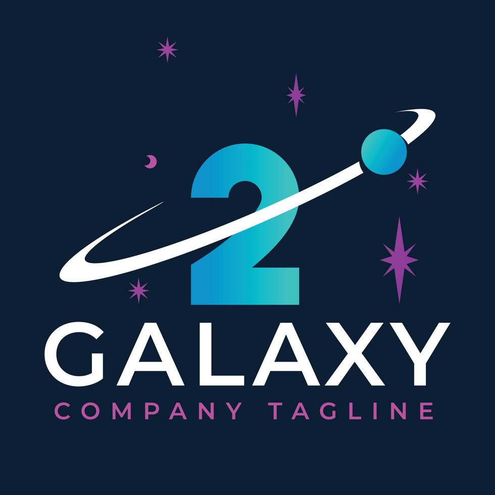 galaxie modèle sur 2 lettre. planète logo conception concept vecteur