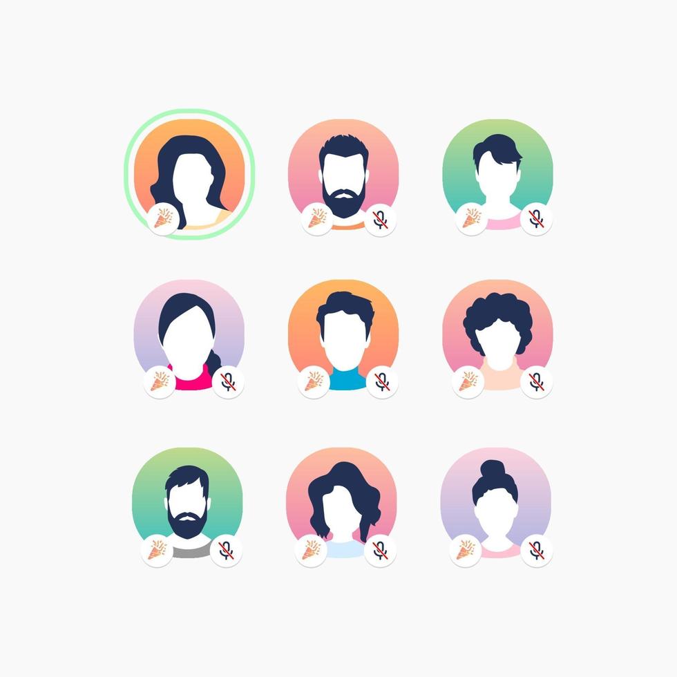 avatars des membres sur l'application de médias sociaux. communication en ligne. chat audio avec messages vocaux. vecteur