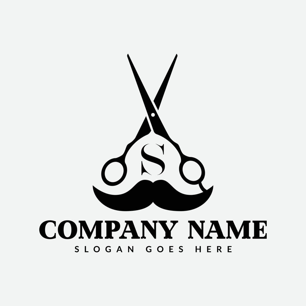 salon et cheveux Coupe logo sur lettre s signe. coiffeur magasin icône avec logotype concept vecteur