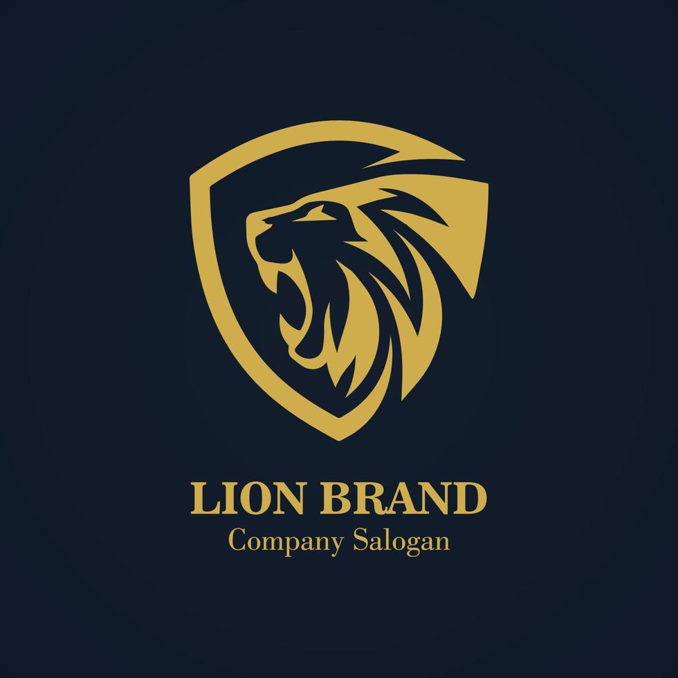 inspiration de conception de logo roi lion royal doré de luxe vecteur