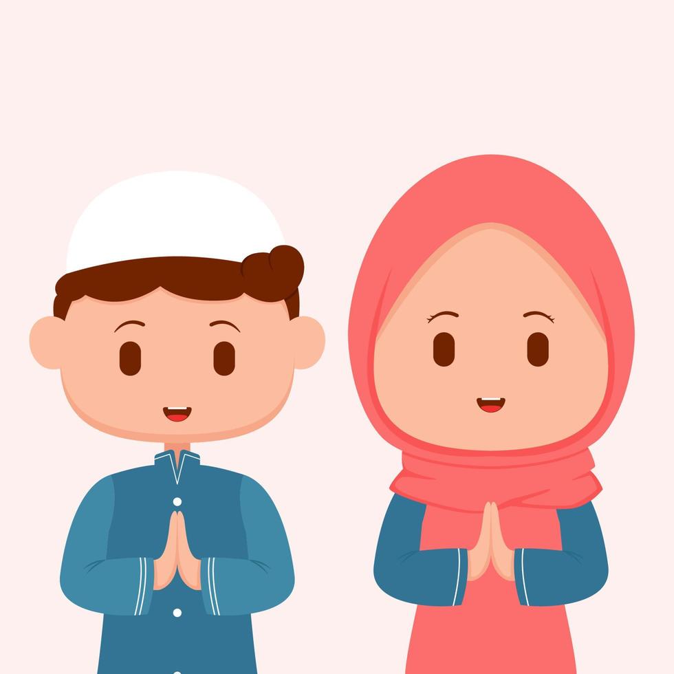 musulman Masculin et femelle personnage dessins vecteur