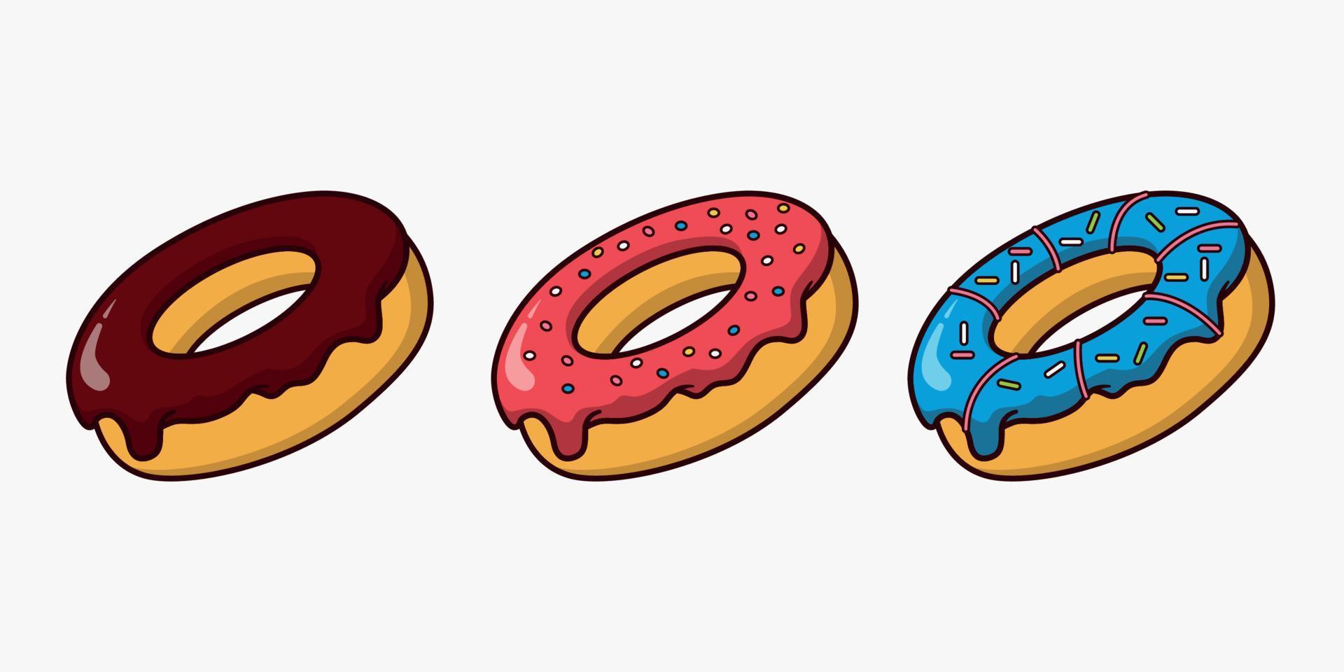 Donut illustration conception avec divers garnitures et les saveurs vecteur