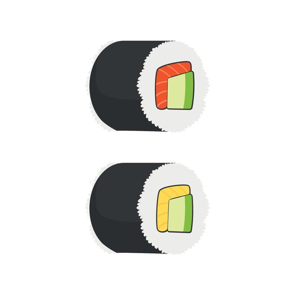 Sushi illustration conception avec poisson et Oeuf remplissage et enveloppé dans Viande vecteur