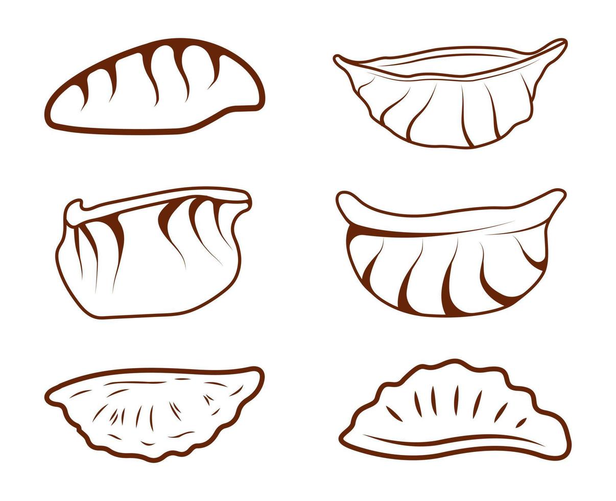 jiaozi des illustrations vecteur avec baguette. prime légume jiaozi boulette vapeur bambou minimal repas savoureux menu délicieux jiaozi nourriture agrafe art.