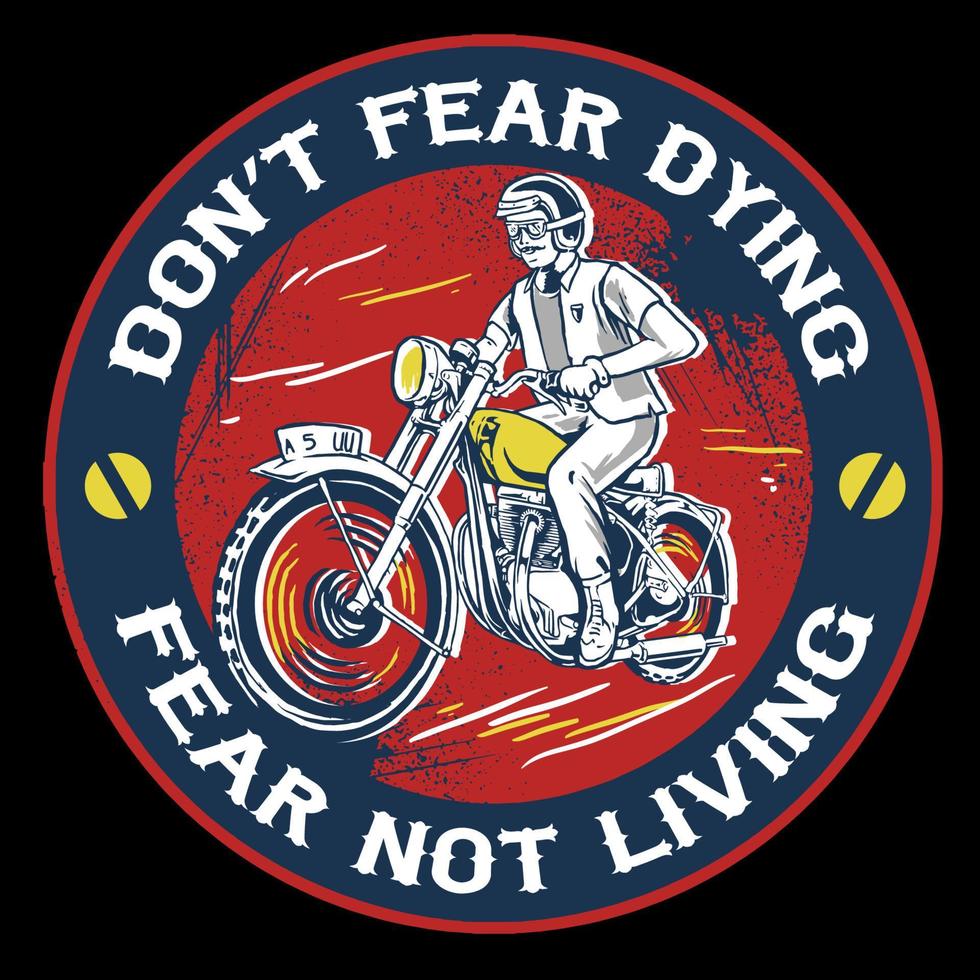 printarétro ancien homme équitation moto emblème logo badge vecteur