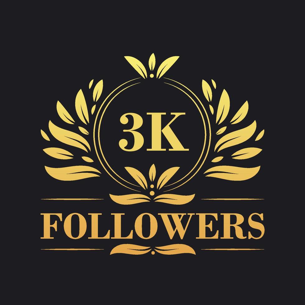 3k suiveurs fête conception. luxueux 3k suiveurs logo pour social médias suiveurs vecteur