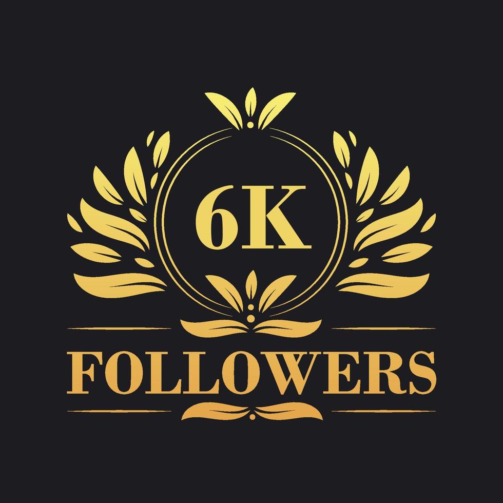 6k suiveurs fête conception. luxueux 6k suiveurs logo pour social médias suiveurs vecteur