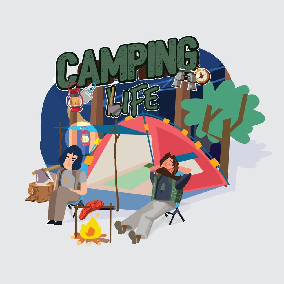 temps d'aventure en camping vecteur