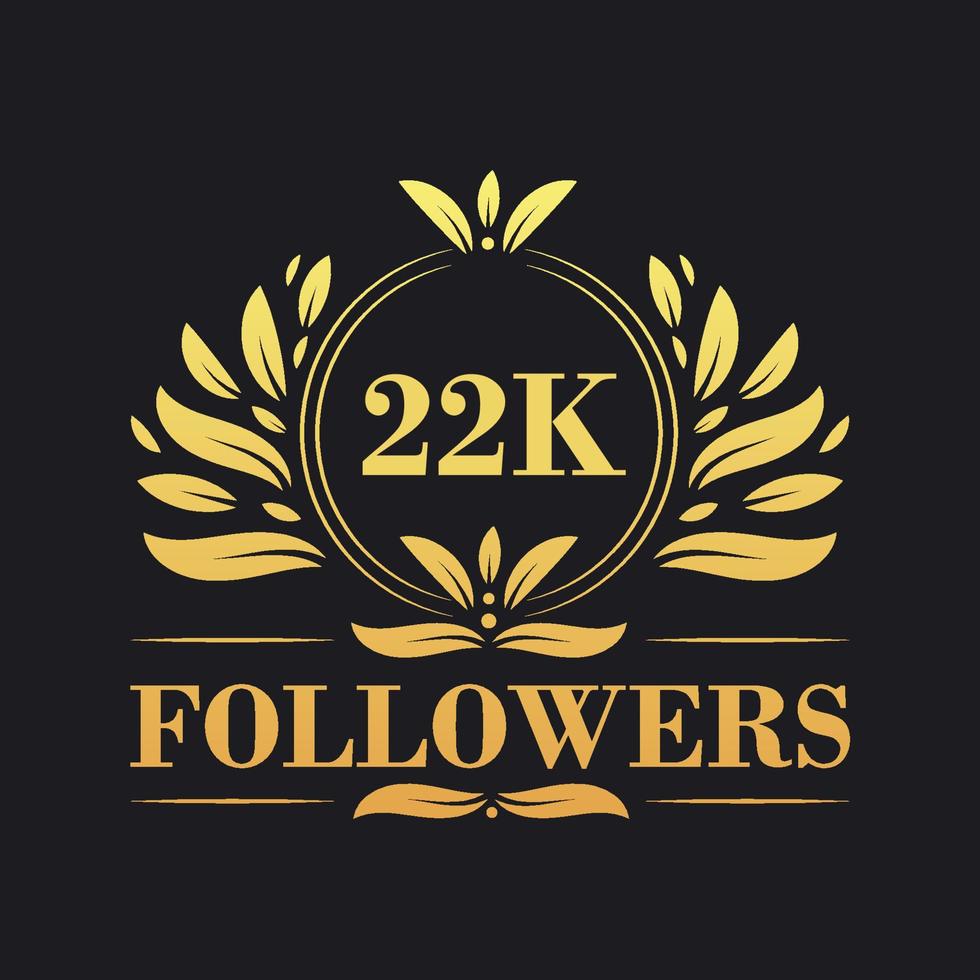 22k suiveurs fête conception. luxueux 22k suiveurs logo pour social médias suiveurs vecteur