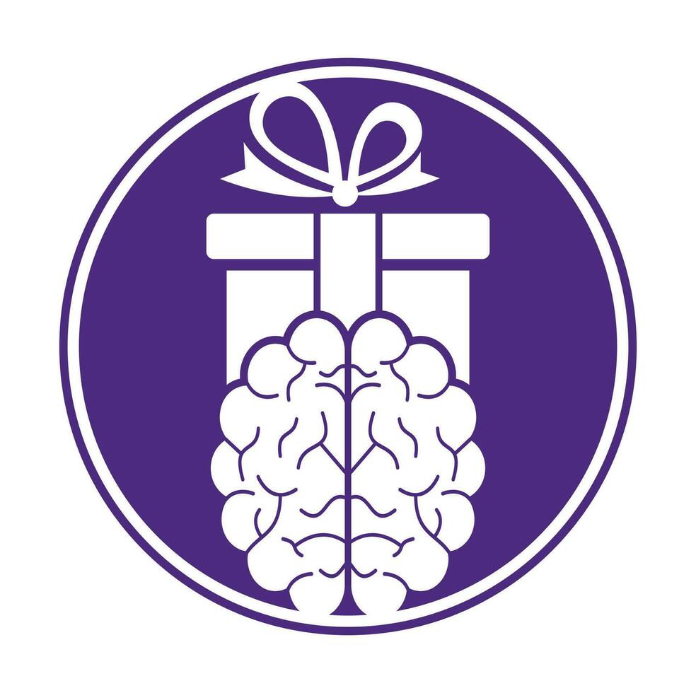 cadeau cerveau logo icône conception. vecteur