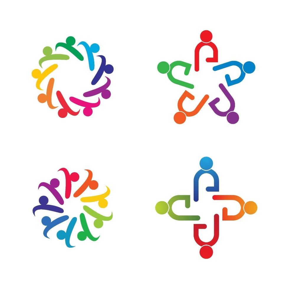 ensemble de conception d'images de logo de soins communautaires vecteur